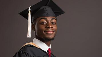 A Proud Graduate in Cap and Gown Smiles photo
