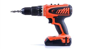 Orange and Black Cordless Drill With Bit Attached photo