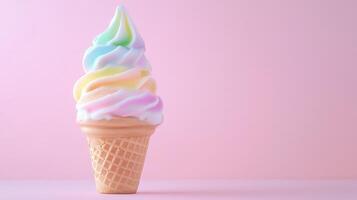 Rainbow Swirl Soft Serve Ice Cream Cone photo