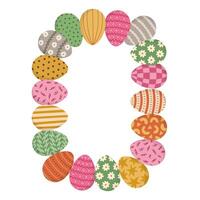 Lovely vertical rectangle frame with Easter eggs in vivid colors for poster, design, social media, card. Hand drawn patterned eggs with wide stripes, checkered, swirl. Colourful border for Easter. vector