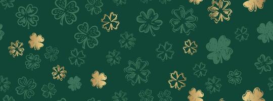 Gold Clover pattern on green vector