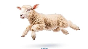 A Fluffy Lamb Leaps Joyfully Through The Air photo