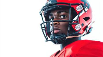 American Football Player Wearing Red Helmet photo