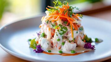 Creamy Seafood Salad with Carrots and Peas photo