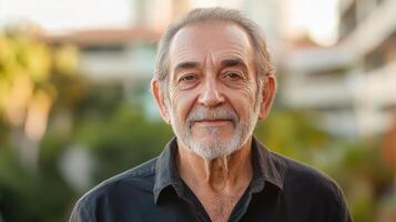 Portrait of a smiling senior man outdoors photo