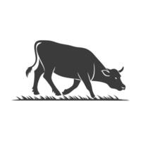 Simple, elegant silhouette of a cow in a grazing position. vector