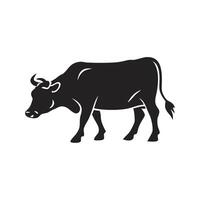 Silhouette of a Cow Grazing in a Field icon vector