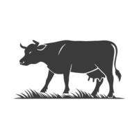 Silhouette of a Cow Grazing in a Field vector