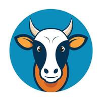 A clean, graphic of a cow's head, outlined in a simple, stylized design. vector