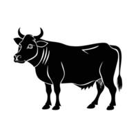 A dynamic, stylized silhouette of a bull in motion. vector