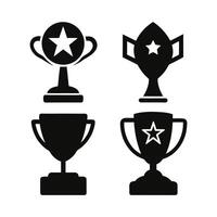 Four Award Trophy Silhouettes in Flat Design vector