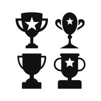 Illustration Set of Black and White Trophies with Stars vector