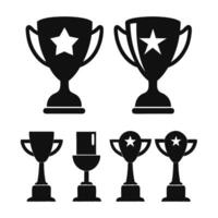 This set of three black and white trophy icons is perfect for various design projects. vector