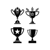 This graphic displays four simple, black silhouette trophy designs, suitable for use in various contexts. vector