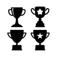 Four Simple Black and White Trophy Icons for Award Ceremonies vector