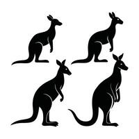 Silhouette Collection of Kangaroos in Different Poses vector
