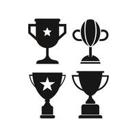 Collection of Black and White Trophy Icons vector