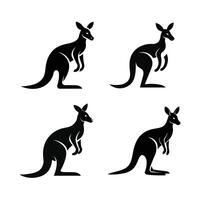 Four Silhouettes of Kangaroos in Different Poses vector