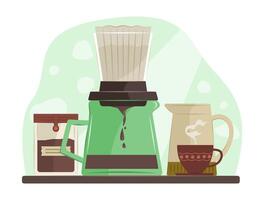 Homemade Coffee Brewing for Coffee Drinks Concept Illustration vector