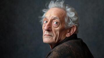 Elderly Man Looking Over His Shoulder Thoughtfully photo