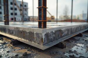 A concrete slab is being poured into a building photo