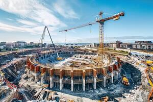 Construction of a new stadium in the city photo