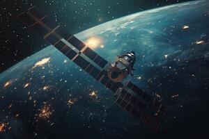 An artist's rendering of a satellite in space photo