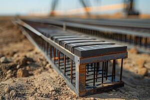 A metal frame with a metal grate on top photo