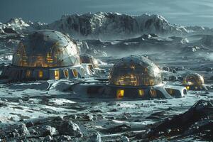 Futuristic city on the moon photo