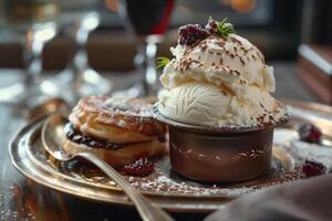 A dessert on a plate photo