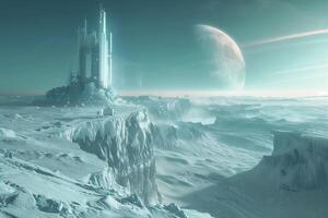 A futuristic city in the middle of the ocean photo