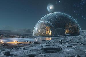 A futuristic house on the moon photo