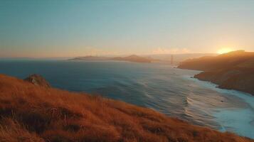 Sunset over the golden gate bridge photo