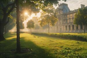 A large building with a tree in front of it photo
