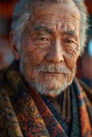 An old man with a beard and a long beard photo