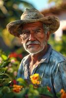 A man wearing a straw hat photo