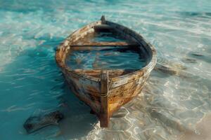 A boat is floating in the water photo