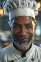 A chef with a beard and a white hat photo