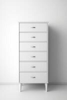 A white chest of drawers in a room photo