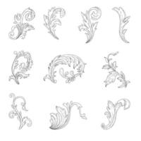 Decorative ornamental floral corners set. rococo and baroque style. set of scrolls and vignettes in Victorian style. vector
