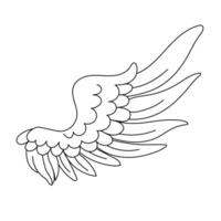 Black and white engraved ink art. polygraphic ornament, hand drawn wing, linear ornament vector