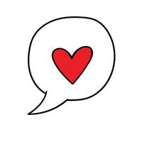 Love doodle icon. Speech bubble with a heart inside. vector
