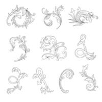 Retro flower pattern decorative design. Baroque scroll design element vector
