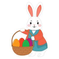 Easter Bunny Rabbit with egg basket vector