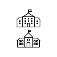 Simple Outline Illustration of Various School Buildings, Buildings, icon set. Various city edifices, houses. linear icons vector
