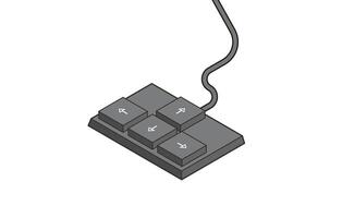 Keyboard control keys with arrow keys in simple isometric style. Illustration of keyboard elements. vector