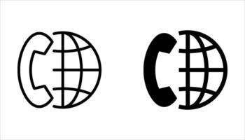 international call icon set on white, vector