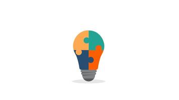 Light bulb puzzle for creative brainstorming activities and problemsolving sessions. Ideal for education, business, innovation, and teamwork concepts. video