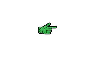 Moving Monster hand cursor pointing right direction on white background video