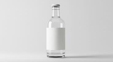 A blank label design for a product shown on a bottle, with a simple background for easy customization. photo